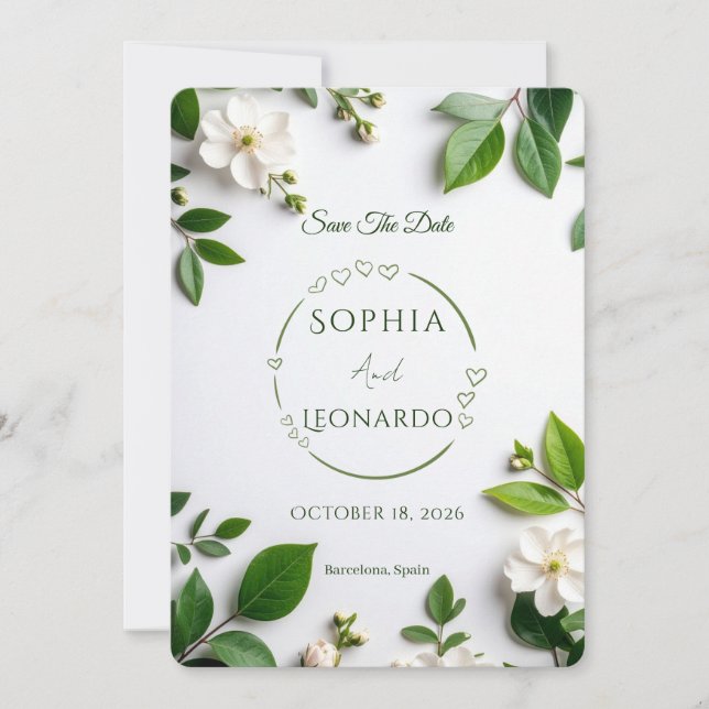 Convites Elegant Modern Save the Date Card - Customizable (Frente)