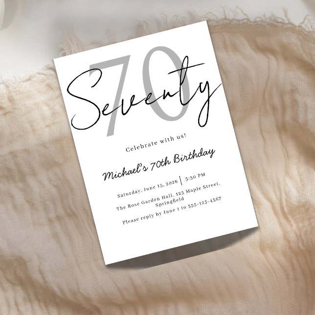 Convites Elegant Modern Script 70th Birthday Invitation (Criador carregado)