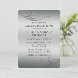 Convites Elegant Modern Silver 25th Wedding Anniversary