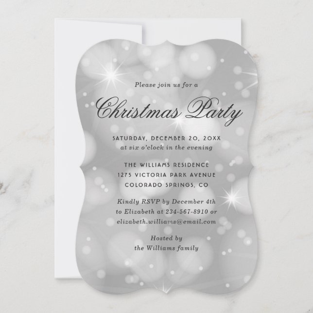 Convites Elegant Modern Sparkly Christmas Party (Frente)