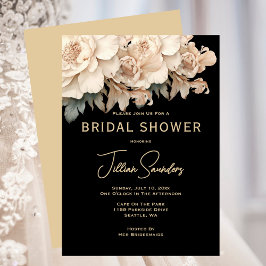 Convites Elegant Modern Taupe Black Bridal Shower