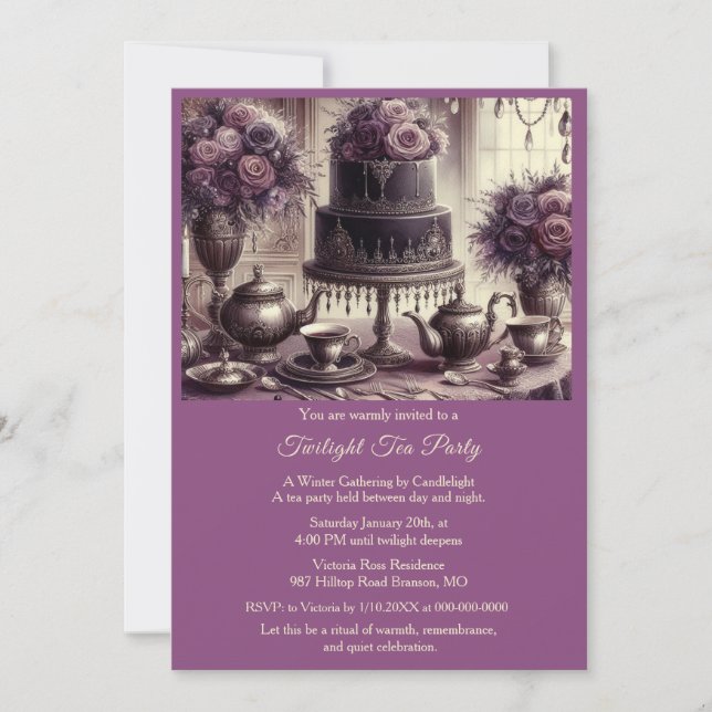 Convites Elegant Moody Tea Party Invitation (Frente)