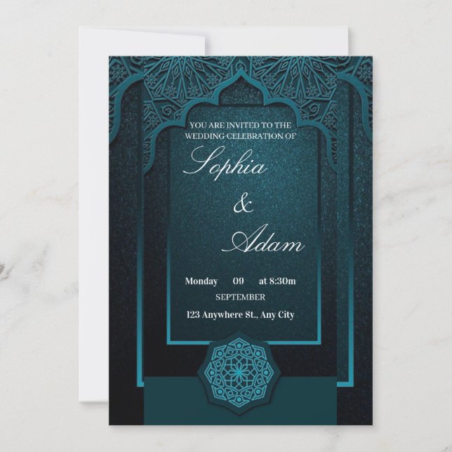 Convites Elegant Moroccan Wedding Invitation (Frente)