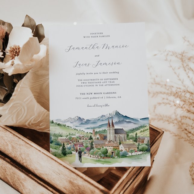 Convites Elegant Mountain Village | Casamento (Criador carregado)
