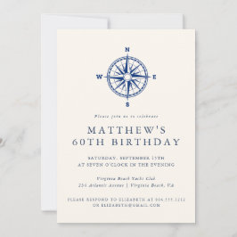 Convites Elegant Nautical Compass Adult Birthday Party