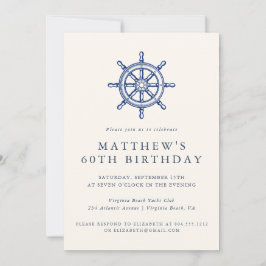Convites Elegant Nautical Ships Wheel Adult Birthday Party