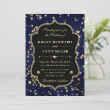 Elegant Navy & Gold Celestial Starry Wedding