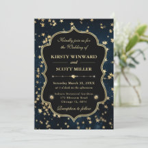 Elegant Navy & Gold Celestial Starry Wedding