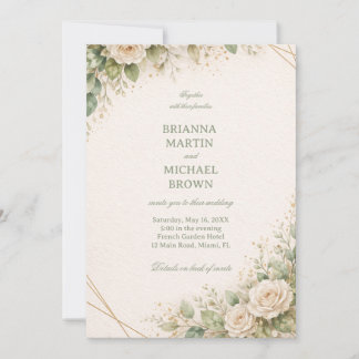 Convites Elegant Neutral Floral Greenery