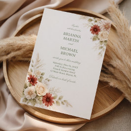 Convites Elegant Neutral Floral Rust
