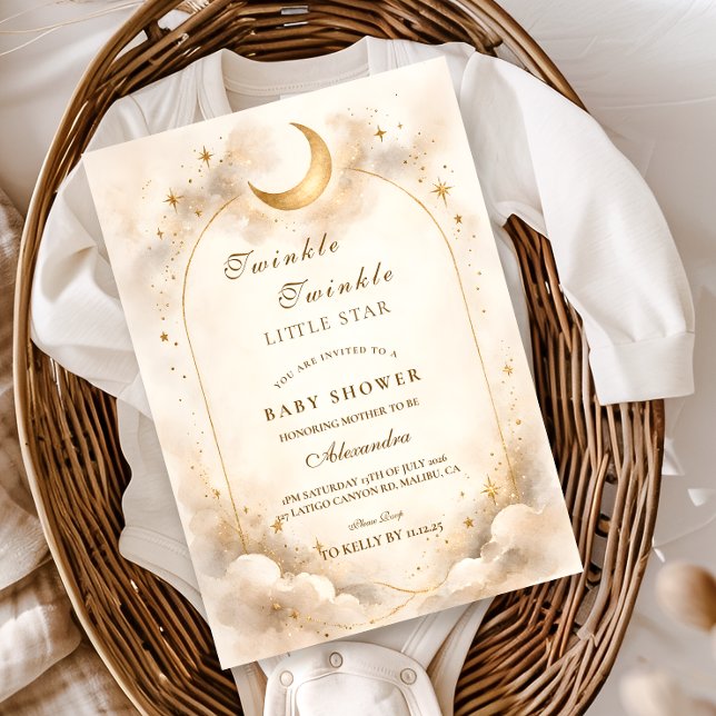 Convites Elegant Neutral Starry Baby Shower (Criador carregado)