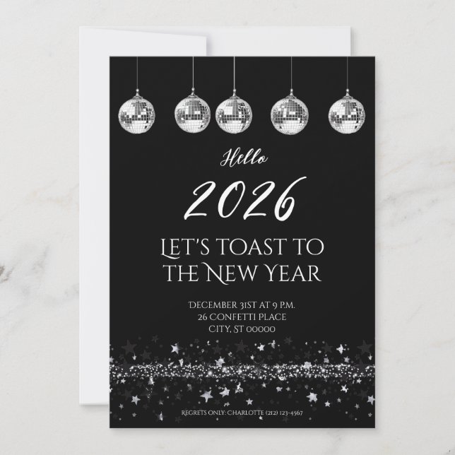 Convites Elegant New Year’s Eve Party Invitation (Frente)