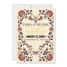 Elegant Norwegian Rosemaling Wedding Invitation Fr