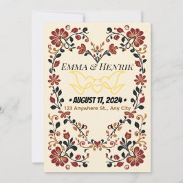 Convites Elegant Norwegian Rosemaling Wedding Invitation Fr