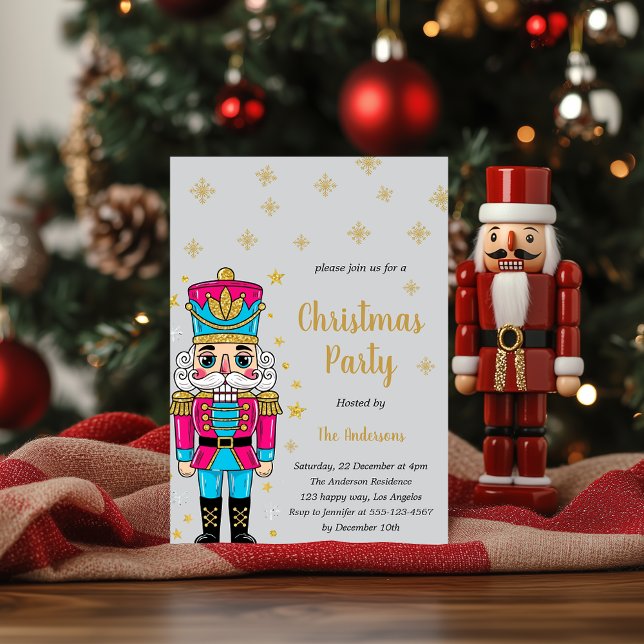 Convites Elegant Nutcracker Christmas Party | Gold Glitter  (Criador carregado)