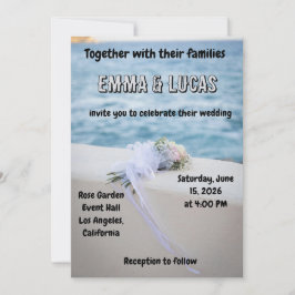Convites Elegant Ocean Wedding Invitation | Beach Theme | E