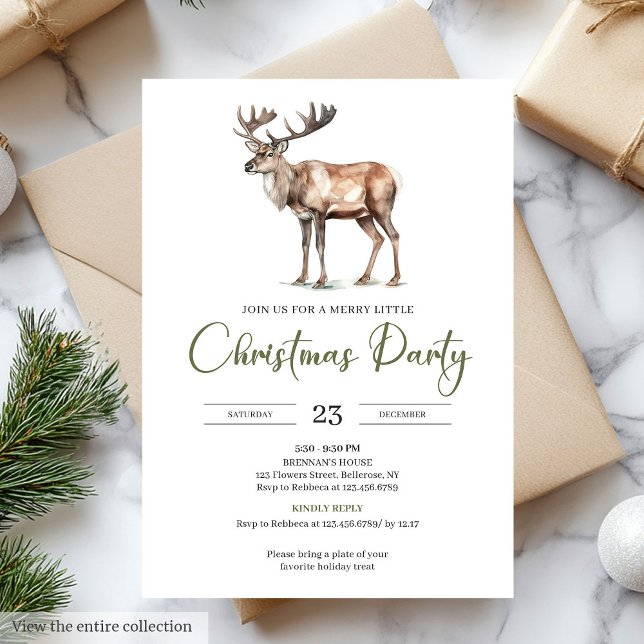 Convites Elegant Olive Beige Minimalist Christmas Party (Elegant Olive Beige Minimalist Christmas Party

)