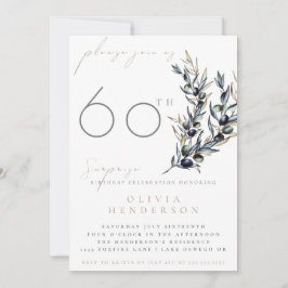 Convites Elegant Olive Branch Surprise Birthday Invitation