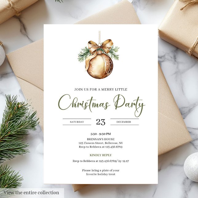 Convites Elegant Olive Nordic Natural Palette Modern Xmas (Elegant Olive Nordic Natural Palette Modern Christmas Party)