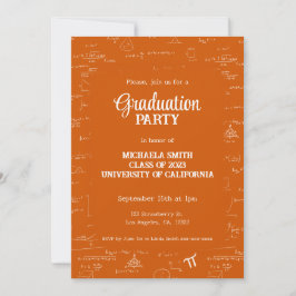 Convites Elegant Orange Math Hand-Written Photo Graduation