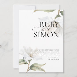 Convites Elegant Oriental White Magnolia Wedding