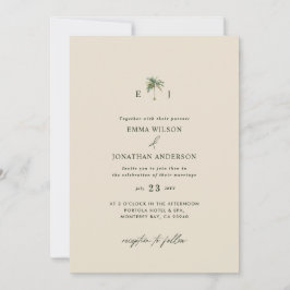 Convites Elegant Palm Tree Wedding Invitation with QR Code