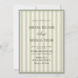 Convites Elegant Pastel Green Striped Wedding