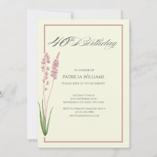 Convites Elegant Pastel Wildflower Woman''s 40th Birthday