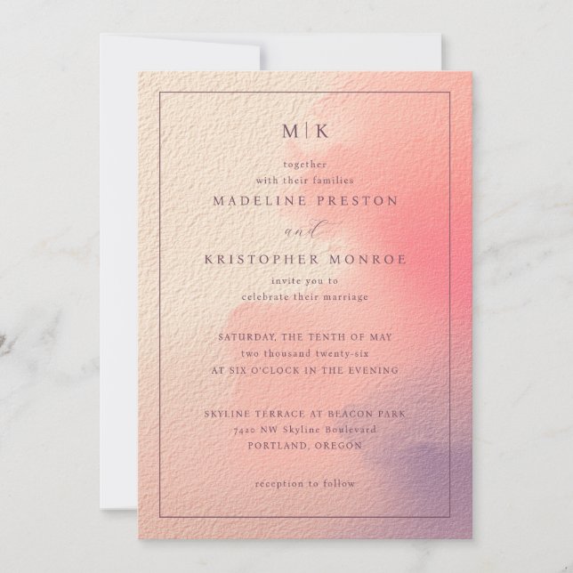 Convites Elegant Peach Gradient Wedding Invitation (Frente)