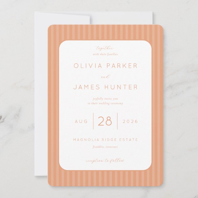 Convites Elegant Peach Minimalist Wedding Invitation (Frente)
