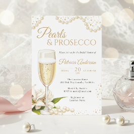 Convites Elegant Pearls & Prosecco Bridal Shower Invitation