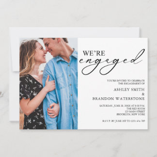 Convites Elegant Photo Engagement Party Invitation