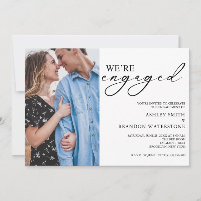 Convites Elegant Photo Engagement Party Invitation (Frente)