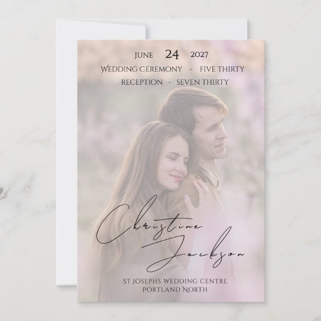 Convites Elegant Photo Modern Script Typography Wedding (Frente)