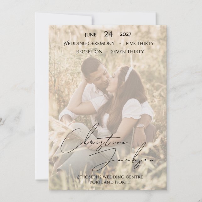 Convites Elegant Photo Modern Script Typography Wedding (Frente)