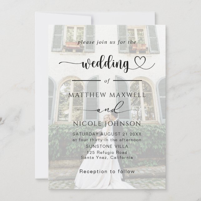 Convites Elegant Photo Wedding Invitation Customizable (Frente)