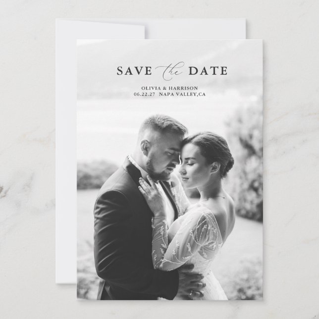 Convites Elegant Photo Wedding Save the Date (Frente)
