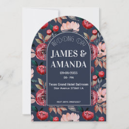 Convites Elegant Pink & Blue Floral theme