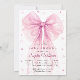 Convites Elegant Pink Bow Baby Shower Invitation