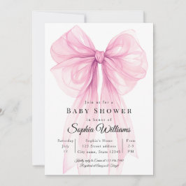 Convites Elegant Pink Bow Baby Shower Invitation