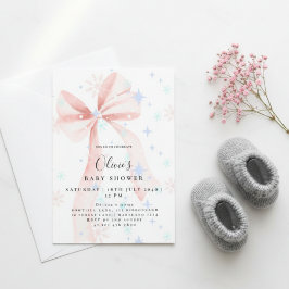 Convites Elegant Pink Bow Baby Shower Invitation