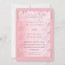 Convites Elegant Pink Cherry Blossom Wedding Invitation - C