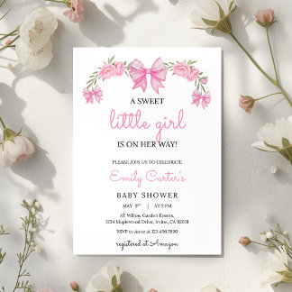 Convites Elegant Pink Floral Baby Shower Invitation