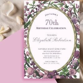 Convites Elegant Pink Floral Border Women's 70th Birthday 