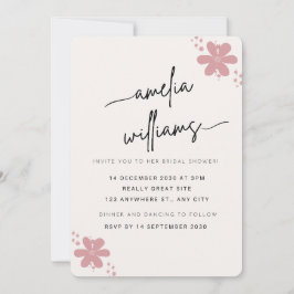 Convites Elegant Pink Floral Bridal Shower Invitation - Cus