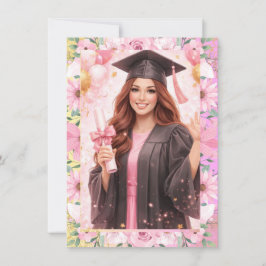 Convites Elegant Pink Floral Graduation Party Invitation