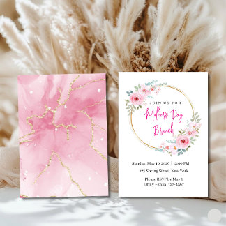 Convites Elegant Pink Floral Mother's Day Brunch Invitation