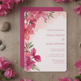 Convites Elegant Pink Floral Watercolor Wedding