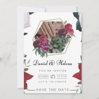Convites Elegant Pink Floral Wedding Invitation Custom Card