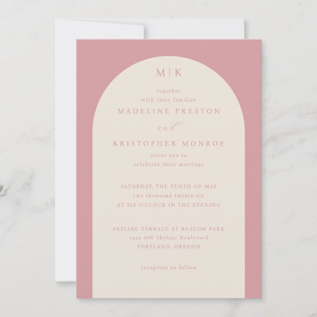 Convites Elegant Pink Formal Invitation (Frente)